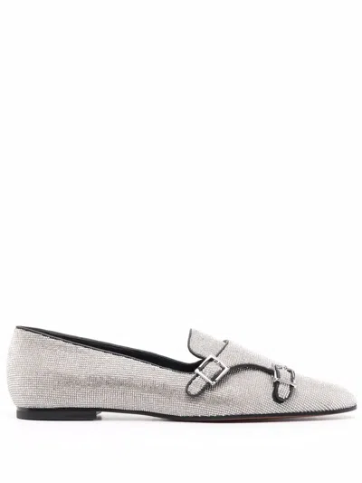 Santoni Sequin-embellished Buckle -detail Loafers In Silber
