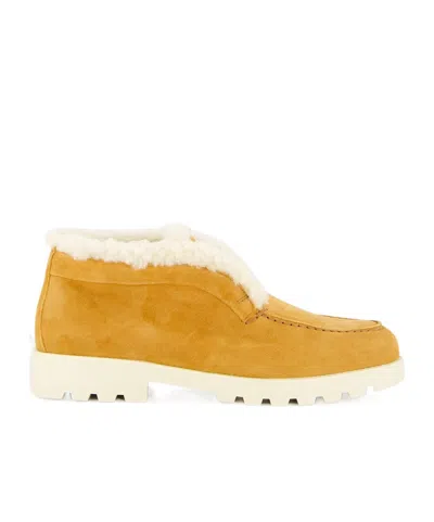 Santoni Shearling Ankle Boots In Brown