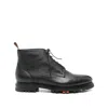 Santoni Leather Colin Lace-up Boots In Black