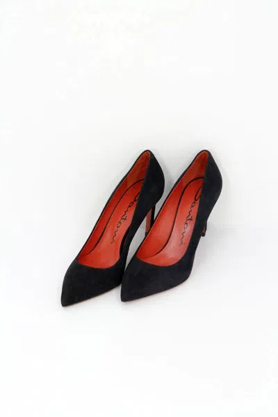 Santoni Shoe In Suede In Black