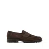 Santoni Men's Dark Brown Suede Penny Loafer
