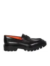 Santoni Women's Polished Black Leather Penny Loafer In Black