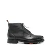 Santoni Leather Colin Lace-up Boots In Black