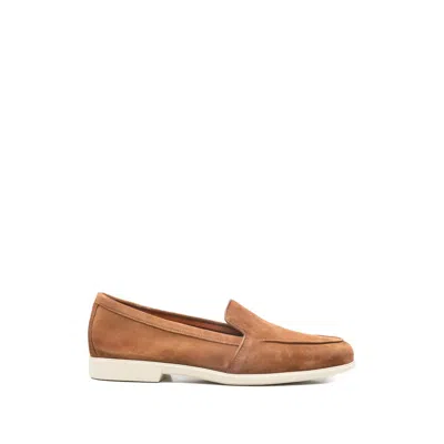 Santoni Malibu Contrasting-sole Loafers In Brown