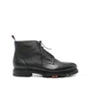 Santoni Leather Colin Lace-up Boots In Black
