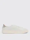 Santoni Tumbled Leather Double Buckle Trainer In White
