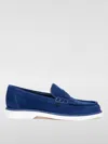 Santoni Almond Leather Loafers In Blau