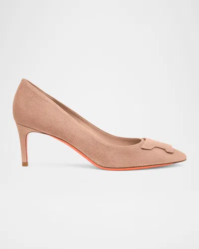 Santoni Sibille 85mm Suede Pumps In Pink