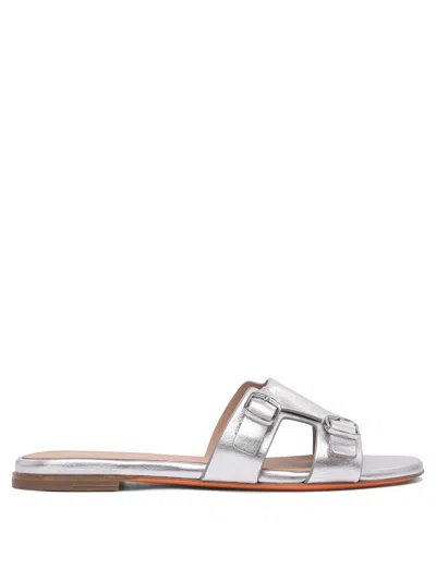 Santoni Silver Rubber Sandals