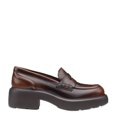 Santoni Simple Penny Loafers In Brown