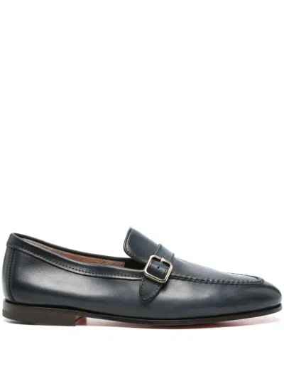 Santoni Loafers With A Single Buckle In 蓝色
