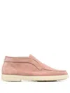 Santoni Sleek Suede Loafers With Comfortable Rubber Sole In Pink