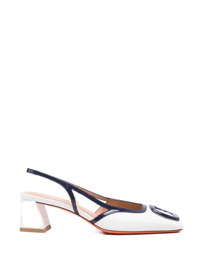 Santoni Slingback-strap Pumps In White