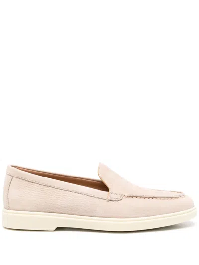 SANTONI SLIP-ON LEATHER LOAFERS