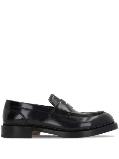 Santoni Leather Loafers In Black
