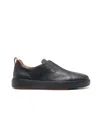 Santoni Victory Tumbled Leather Slip-on Sneakers In Black