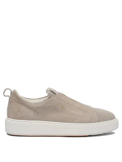 Santoni Slip-on Scamosciate In Beige