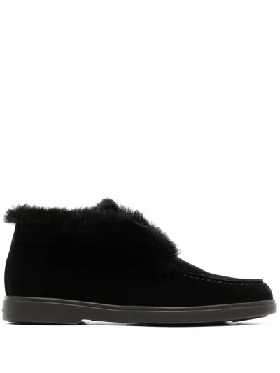 SANTONI SLIP-ON SHEARLING LOAFERS