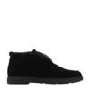 Santoni Slip-on Shearling Loafers In Black