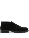 Santoni Suede Elasticized Boots Rubber Sole In Black