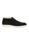 Santoni Midnight Blue Suede Digits Ankle Boots In Black