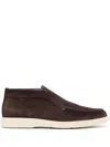 Santoni Slip-on Suede Boots In Brown