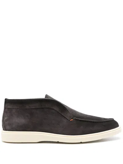 Santoni Slip-on Suede Boots In Grey