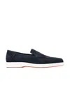 Santoni Leather Loafers Contrast Stitching In Black