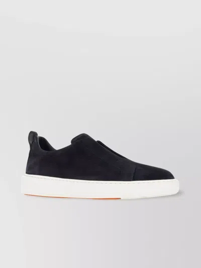 Santoni Slip Ons In Suede In Blue