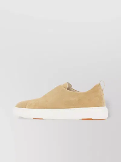 Santoni Slip Ons In Suede In Nude