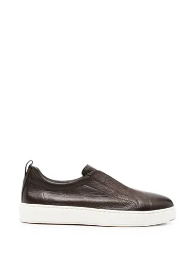 Santoni Slip-on Sneakers In Brown