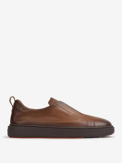 SANTONI SANTONI SMOOTH LEATHER SNEAKERS
