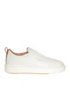 Santoni Leather Slip-on Sneaker In White