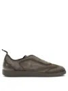 Santoni Suede Slip-on Trainer With Double Buckle Decoration In Nude