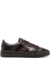 Santoni Dark Brown Logo Sneakers In Brown