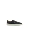 Santoni Tumbled Leather Double Buckle Trainer