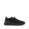 Santoni Lace-up Leather And Fabric Sneakers