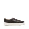 Santoni Tumbled Leather Double Buckle Trainer