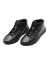 Santoni Man Sneakers Midnight Blue Size 9 Leather In Black