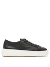 Santoni Leather Sneakers In Black