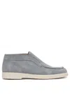 Santoni Slip-on Sneakers Suede Finish In Blue