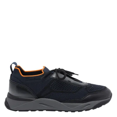 Santoni Round-toe Sneakers In Black