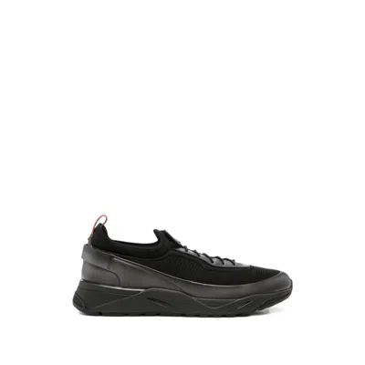 Santoni Panelled Low-top Sneakers In Black