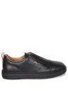 Santoni Victory Tumbled Leather Slip-on Sneakers In Black