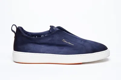 Santoni Victory Suede Sneakers In Blue