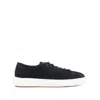 Santoni Logo-patch Lace-up Sneakers In Blue