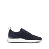 Santoni Suede Sneakers Contrast Sole In Blue