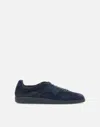 Santoni Suede Finish Sneakers Pull Tab In Blue