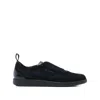 Santoni Lume Suede Low-top Sneakers In Black
