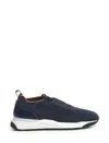 Santoni Flin Sneakers With Contrast Sole And Pull Tab In Blue